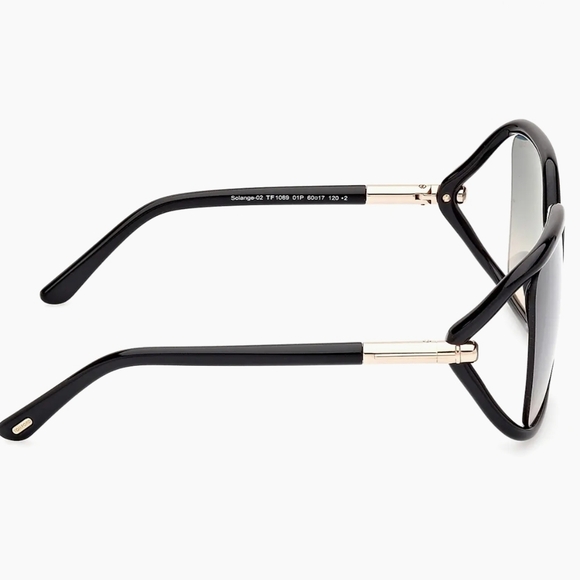Tom Ford Solange 2 Black and Gold Sunglasses With Blue Tinted Lenses - Picture 6 of 8